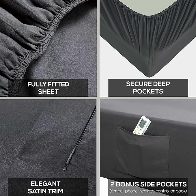 Mueller Ultratemp Bed Sheets Set, Super Soft 1800, 6 Piece California King - Image 4