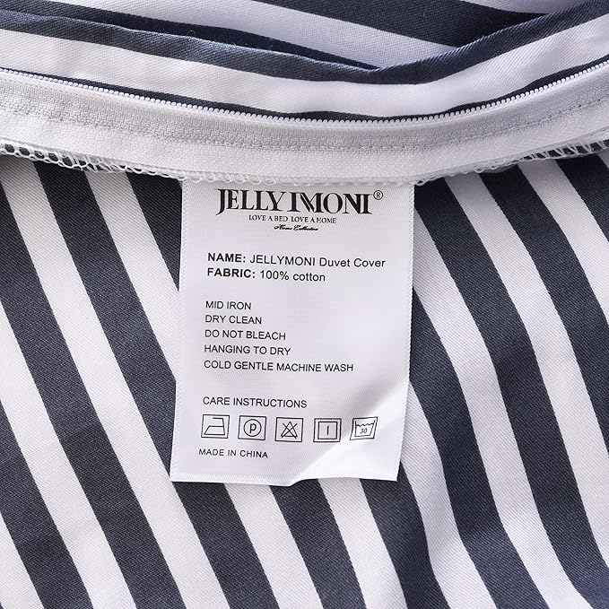 JELLYMONI 100% Natural Cotton 3pcs Striped Duvet Cover Sets, - Image 6