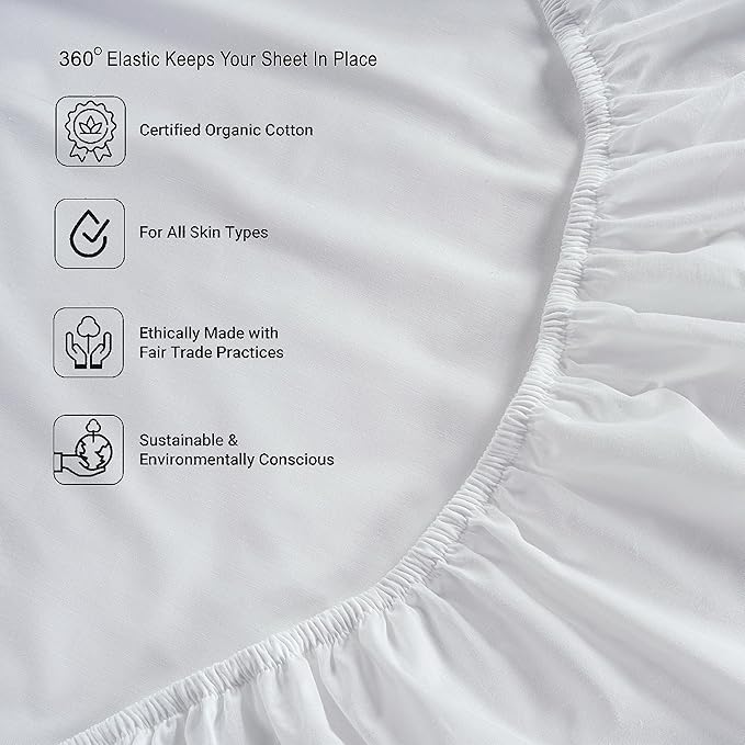 LANE LINEN 100% Organic Cotton White Twin XL Sheets Set, 3-Piece Pure Organic - Image 6