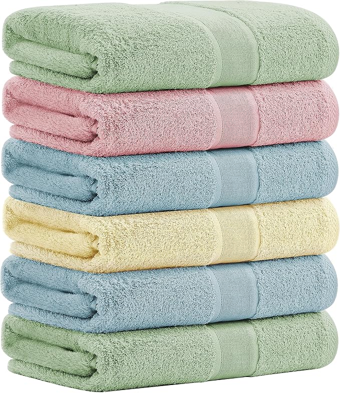Aibaser Viscose from Bamboo and Cotton Bath Towels Set of 6-27x54 Inch Ultra by Aibaser