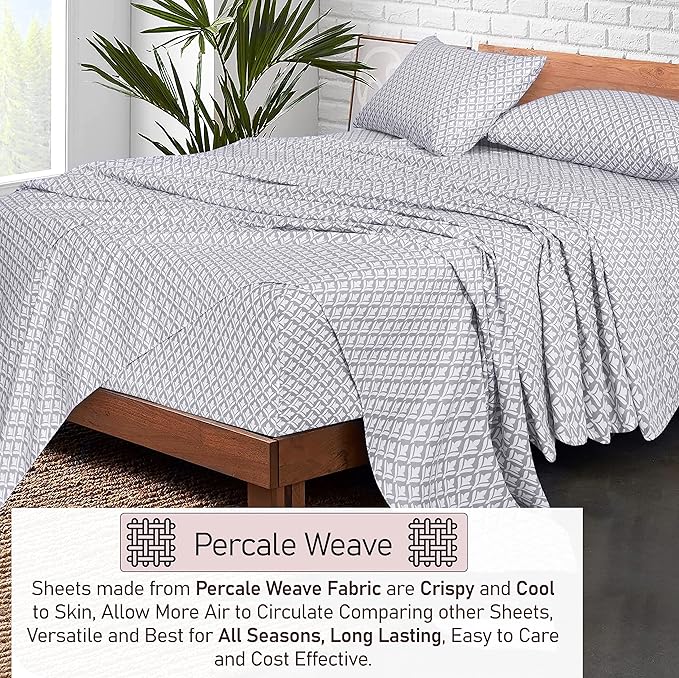 RUVANTI 100% Cotton Sheets – Queen Size Percale Bedding, Cooling & Breathable - Image 3