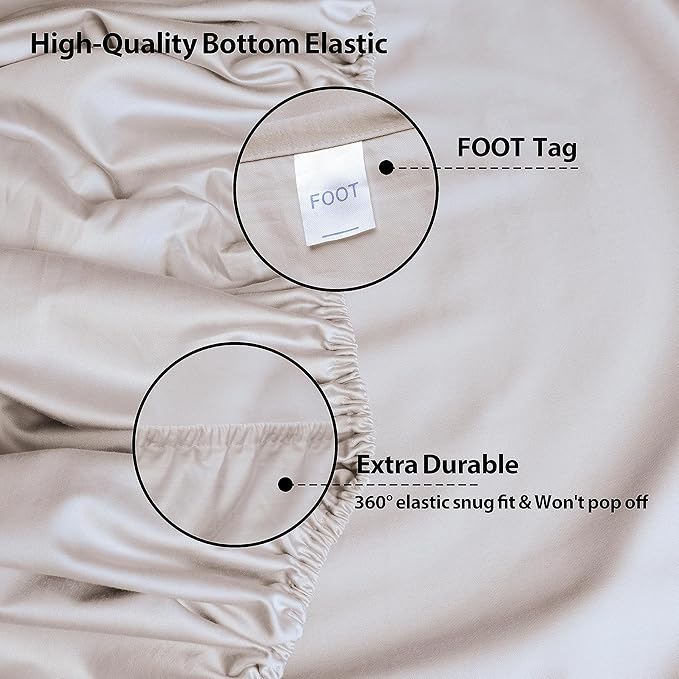 California King Size Fitted Sheet Only Light Beige, 100% Egyptian Cotton 600 - Image 5