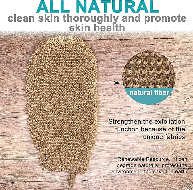 4 Pack 100% Natural Exfoliating Hemp Glove Mitt Mitten - Image 2