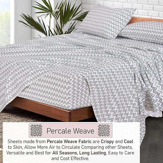 RUVANTI 100% Cotton Sheets – Queen Size Percale Bedding, Cooling & Breathable - Image 3