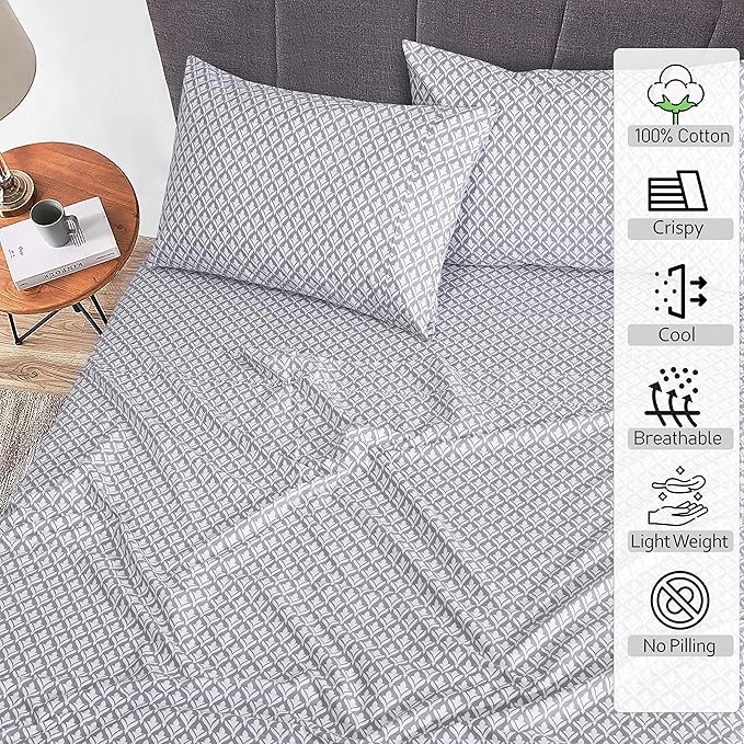 RUVANTI 100% Cotton Sheets – Queen Size Percale Bedding, Cooling & Breathable - Image 2