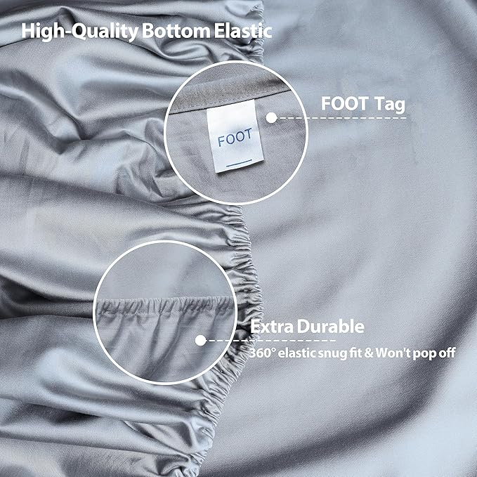 Twin Size Fitted Sheet Only Gray, 100% Egyptian Cotton 600 Thread Count - Image 5